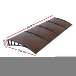 Instahut Window Door Awning Canopy 1.5mx4m Brown Sheet Black Plastic Frame - Image 2