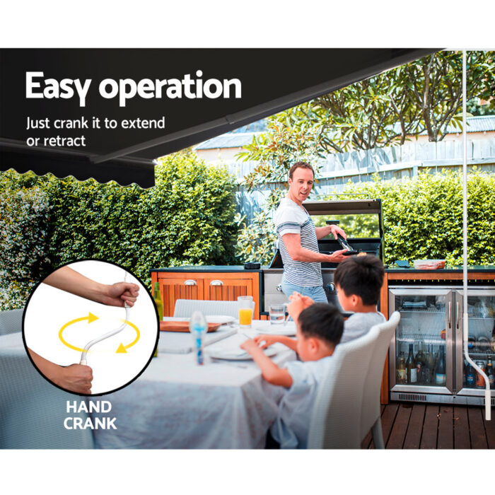 Instahut Retractable Outdoor Arm Awning 4 x 2.5M - Grey - Image 4