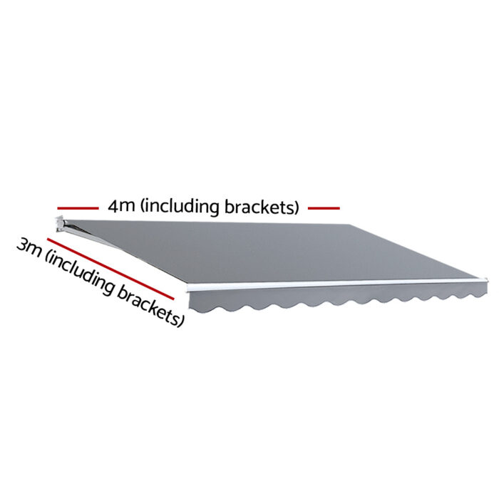 Instahut 4M x 3M Outdoor Folding Arm Awning - Pegru - Image 2