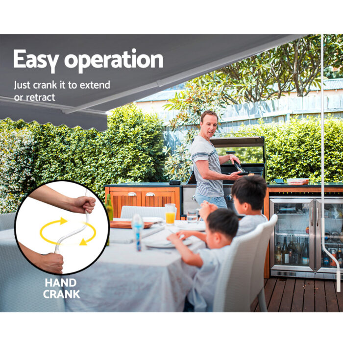 Instahut 4M x 3M Outdoor Folding Arm Awning - Pegru - Image 4