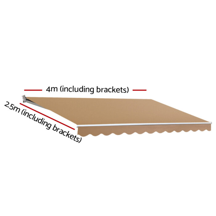 Instahut Motorised 4x2.5m Folding Arm Awning - Beige - Image 2