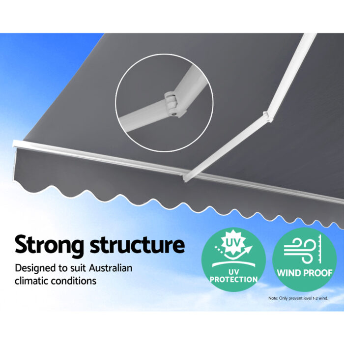 Instahut Motorised 4x2.5m Folding Arm Awning - Pearl Grey - Image 4