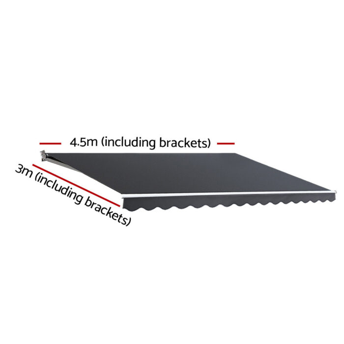 Instahut Motorised 4.5x3m Folding Arm Awning - Grey - Image 2