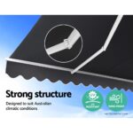 Instahut Retractable Folding Arm Awning Manual Sunshade 2.5Mx2M Grey - Image 4