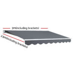 Instahut Retractable Folding Arm Awning Manual Sunshade 3Mx2.5M Grey - Image 2