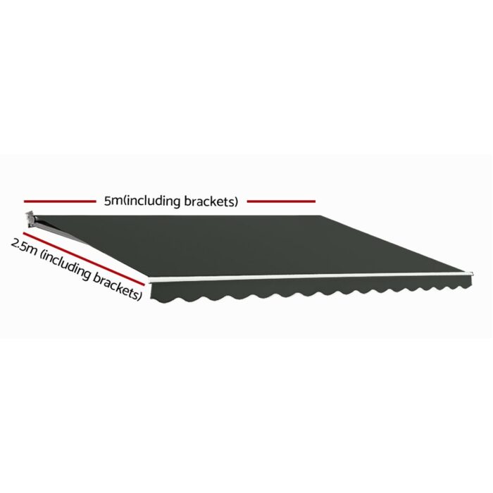 Instahut Folding Arm Awning Outdoor Awning Canopy Retractable 5Mx2.5M Grey - Image 2