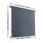 Instahut Outdoor Blinds Blackout Roll Down Awning Window Shade 1.8X2.5M Grey - Image 2