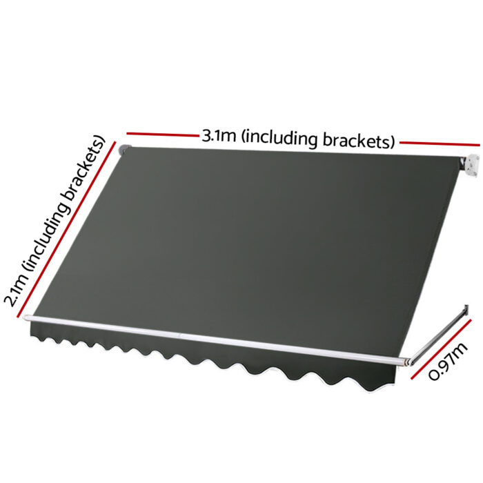 Instahut Window Fixed Pivot Arm Awning Outdoor Blinds Retractable Canopy3.1X2.1M - Image 2