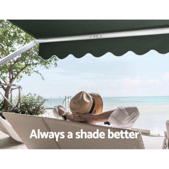 Instahut Window Fixed Pivot Arm Awning Outdoor Blinds Retractable Canopy3.1X2.1M - Image 4