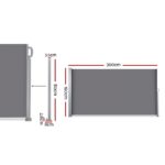 Instahut Side Awning Sun Shade Outdoor Blinds Retractable Screen 1.6X3M GR - Image 2