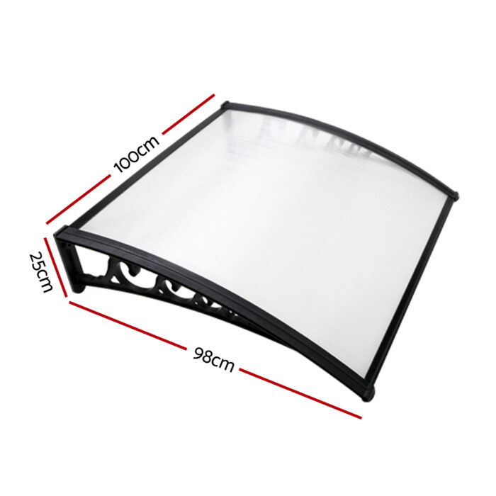 Instahut Window Door Awning 1mx1m Transparent Hollow Sheet Plastic Frame - Image 2