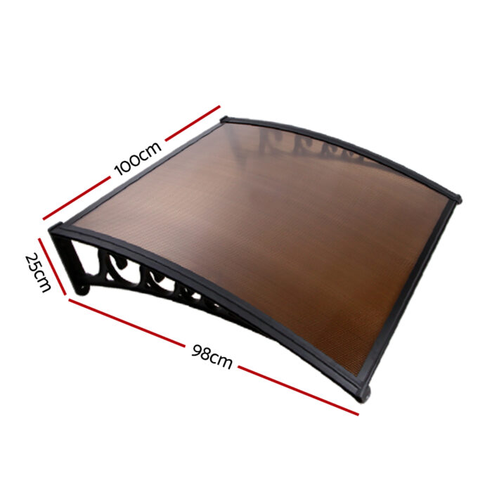 Instahut Window Door Awning? 1mx1m Brown Hollow Sheet Plastic Frame - Image 2