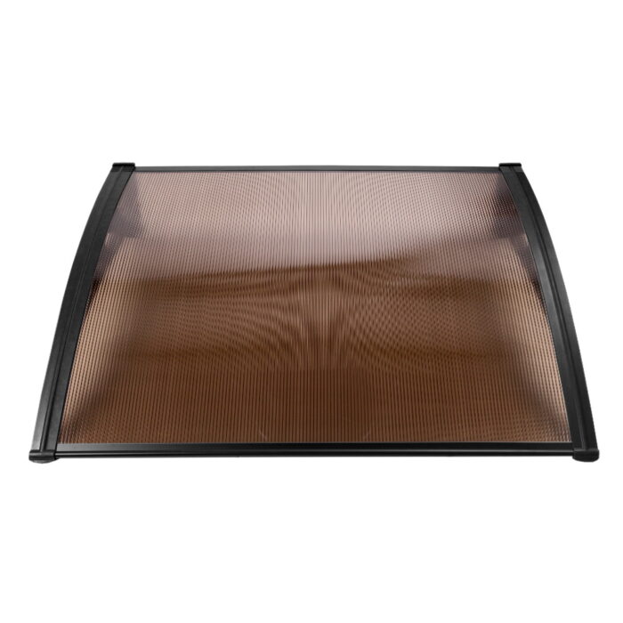 Instahut Window Door Awning 1mx1.2m Brown Hollow Sheet Plastic Frame - Image 3