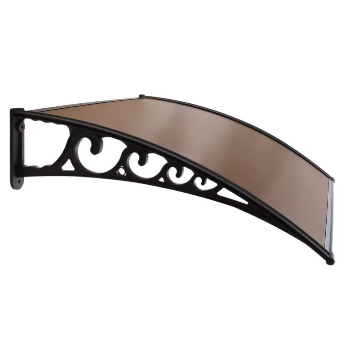 Instahut Window Door Awning 1mx1.2m Brown Hollow Sheet Plastic Frame - Image 4