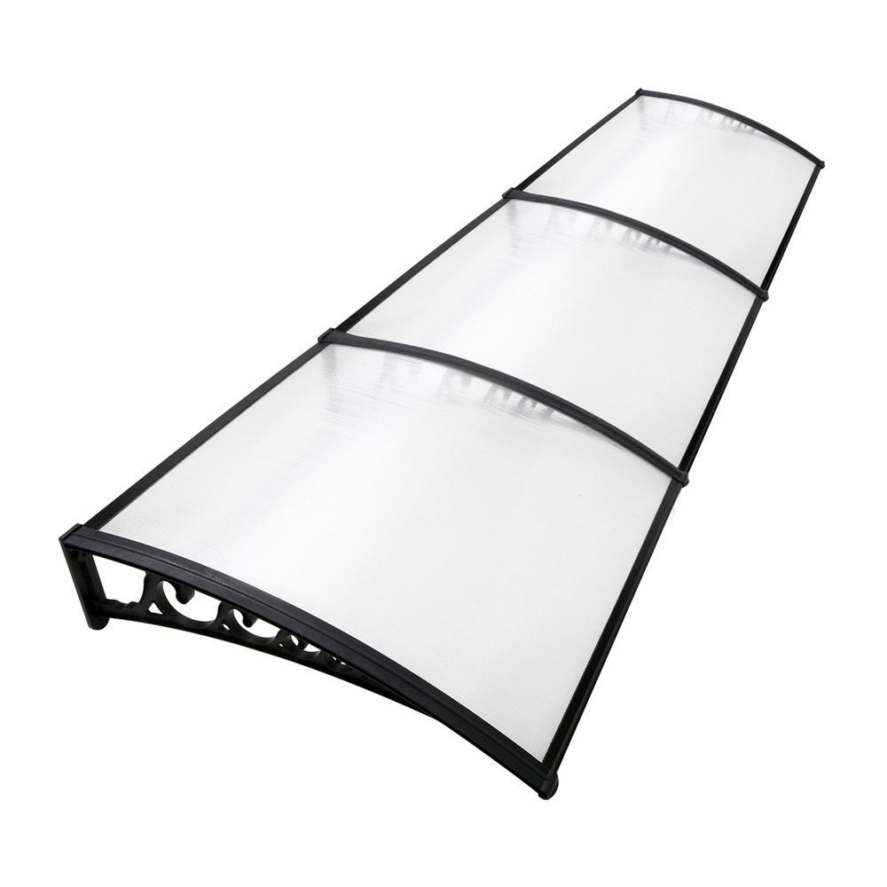AWN-PC6-1X3-00 Instahut Window Door Awning 1mx3m Transparent Hollow Sheet Plastic Frame - Image 1