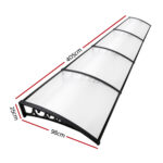 Instahut Window Door Awning 1mx4m Transparent Hollow Sheet Plastic Frame - Image 2