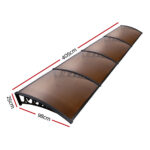 Instahut Window Door Awning 1mx4m Brown Hollow Sheet Plastic Frame - Image 2