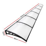 Instahut Window Door Awning 1mx6m Transparent Hollow Sheet Plastic Frame - Image 2