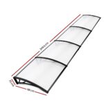 Instahut Window Door Awning Canopy 1mx4m Transparent Sheet Black Plastic Frame - Image 3