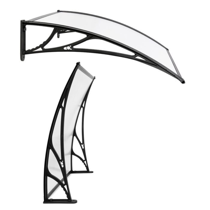 Instahut Window Door Awning Canopy 1mx4m Transparent Sheet Black Plastic Frame - Image 2