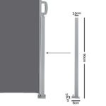 Instahut Side Awning Sun Shade Outdoor Retractable Privacy Screen 1.8MX6M Grey - Image 3