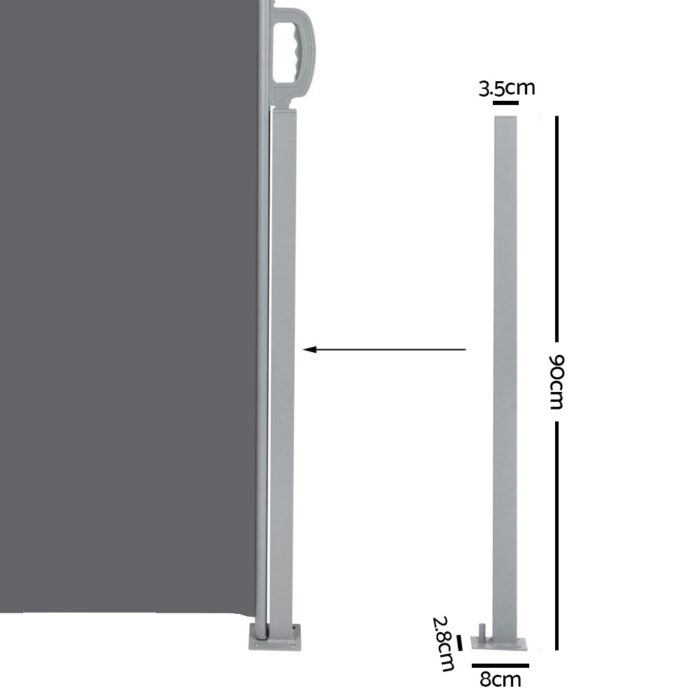 Instahut Side Awning Sun Shade Outdoor Retractable Privacy Screen 1.8MX6M Grey - Image 3
