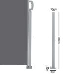 Instahut Side Awning Sun Shade Outdoor Retractable Privacy Screen 2MX6M Grey - Image 3