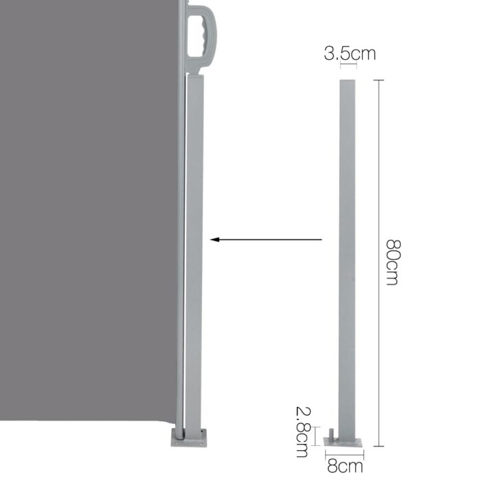 Instahut Retractable Side Awning Shade 1.8 x 3m - Grey - Image 3