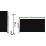 Set of 2 Instahut Side Awning Sun Shade Outdoor Blinds Retractable Screen 2X3M BK - Image 2