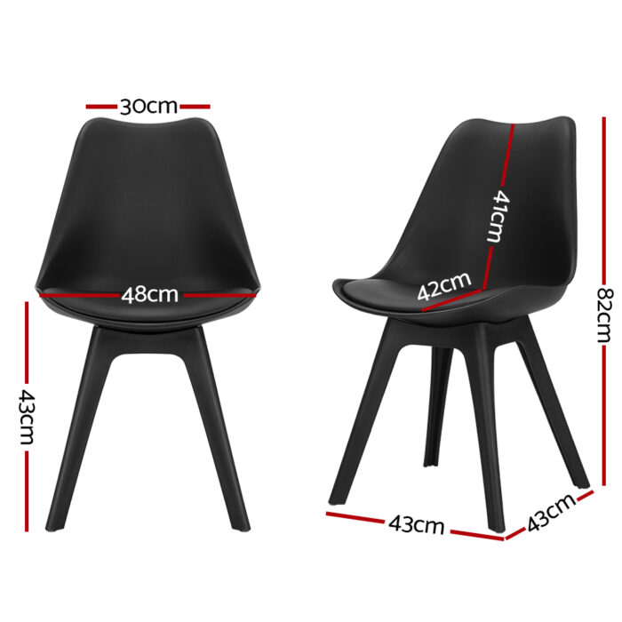 Artiss Dining Chairs Set of 4 Black Leather Luna - Image 2