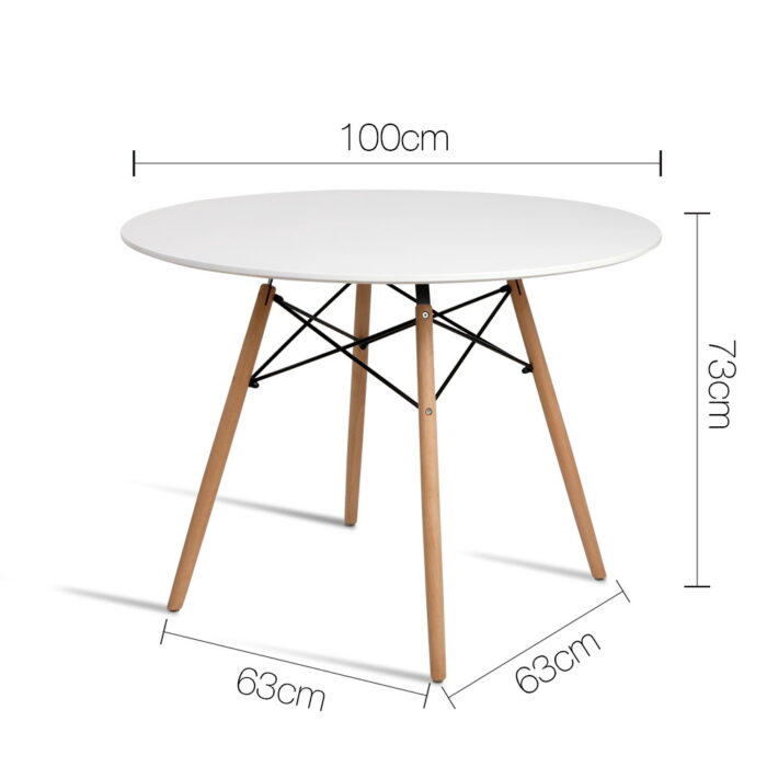 Artiss Dining Table Round White 4 Seater 100CM - Image 2