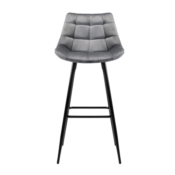 Artiss 2x Bar Stools Velvet Chairs Grey - Image 3
