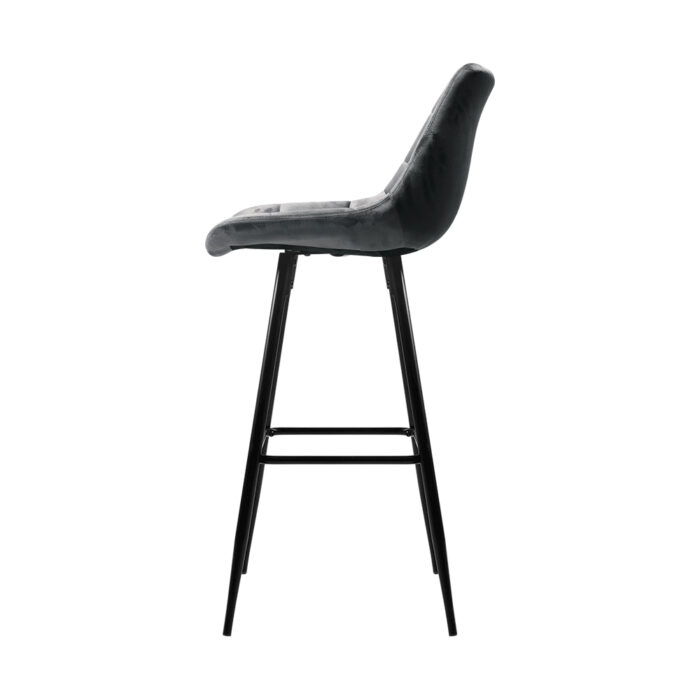 Artiss 2x Bar Stools Velvet Chairs Grey - Image 4