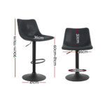 Artiss 2x Bar Stools Vintage Leather Swivel Gas Lift Black - Image 2