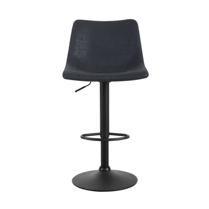 Artiss 2x Bar Stools Vintage Leather Swivel Gas Lift Black - Image 3