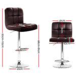 Artiss 4x Bar Stools Leather Gas Lift Brown - Image 2