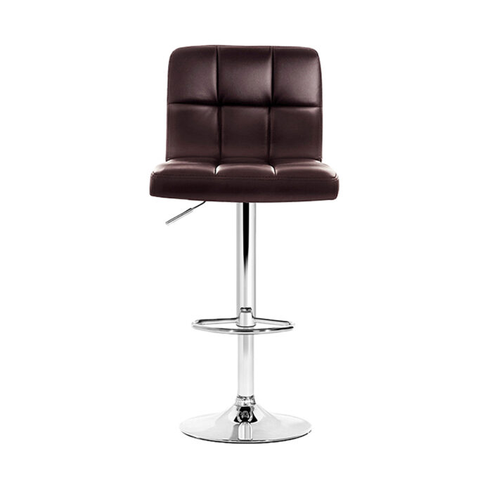Artiss 4x Bar Stools Leather Gas Lift Brown - Image 3