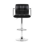 Artiss 4x Bar Stools Leather Gas Lift w/Armrest Black - Image 3