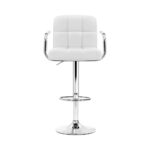 Artiss 4x Bar Stools Leather Gas Lift w/Armrest White - Image 3