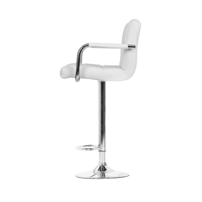 Artiss 4x Bar Stools Leather Gas Lift w/Armrest White - Image 4