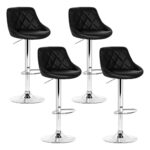 Artiss 4x Bar Stools Leather Padded Gas Lift Black