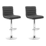 Artiss 2x Bar Stools Padded Leather Gas Lift Grey
