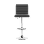 Artiss 2x Bar Stools Padded Leather Gas Lift Grey - Image 3