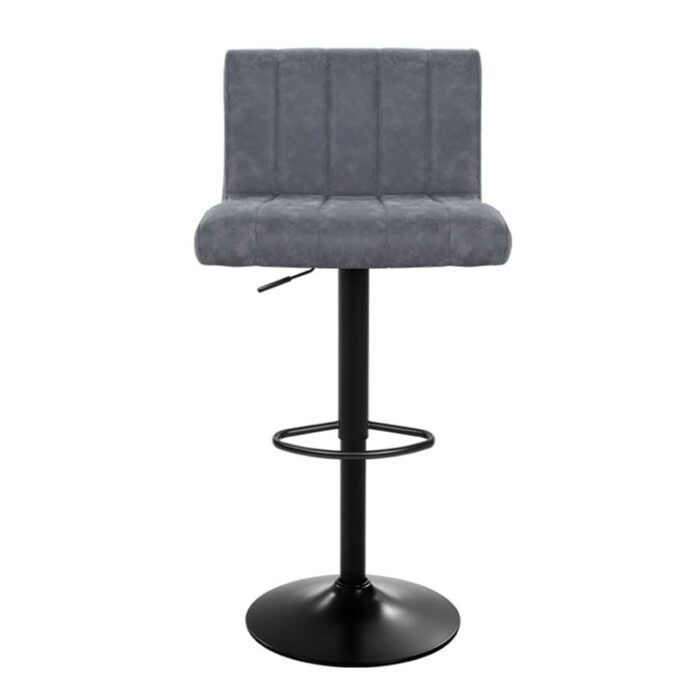 Artiss 2x Bar Stools Vintage Leather Gas Lift Grey - Image 3
