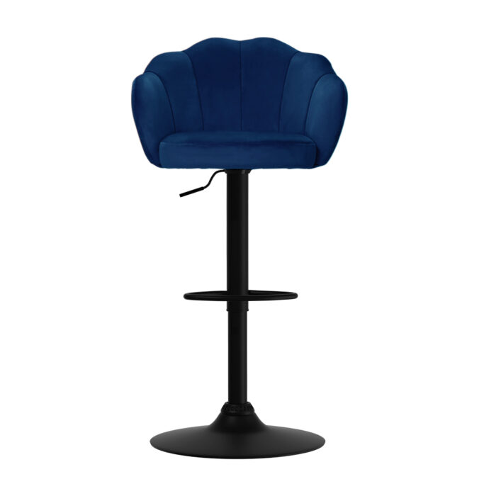 Artiss 2x Bar Stools Gas Lift Velvet Blue - Image 3