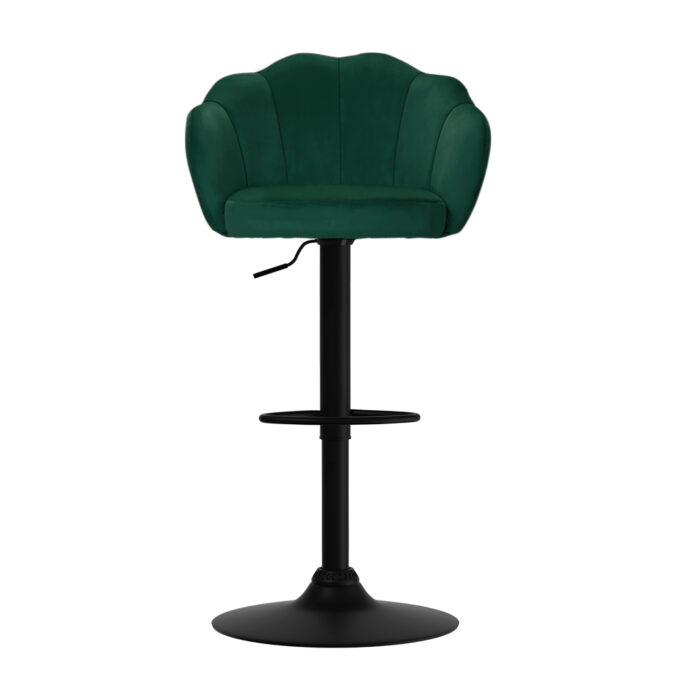 Artiss 2x Bar Stools Gas Lift Velvet Green - Image 3