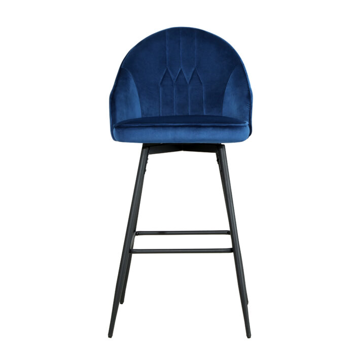 Artiss 2x Bar Stools Velvet Swivel Metal Legs Blue - Image 3