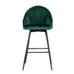 Artiss 2x Bar Stools Velvet Swivel Metal Legs Green - Image 3