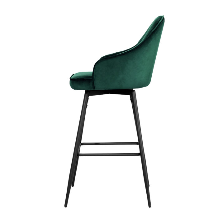 Artiss 2x Bar Stools Velvet Swivel Metal Legs Green - Image 4
