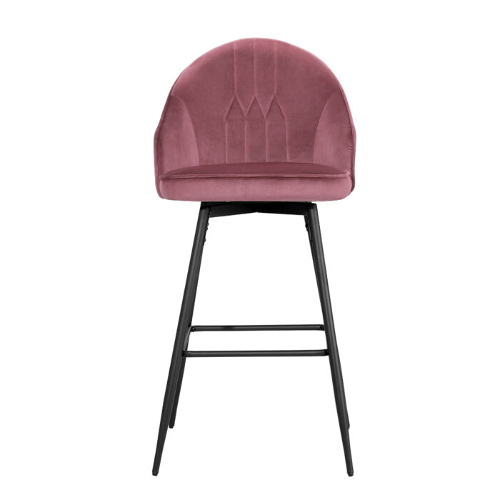 Artiss Set of 2 Bar Stools Kitchen Stool Dining Chairs Velvet Chair Barstool Pink Mesial - Image 3